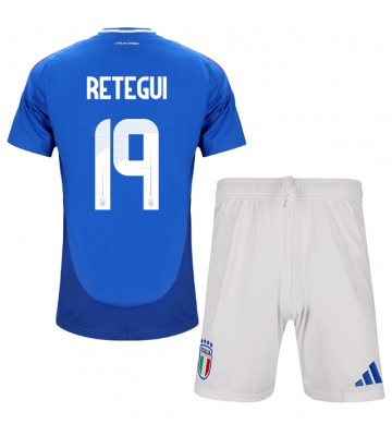 Italien Mateo Retegui #19 Hemmakläder Barn EM 2024 Kortärmad (+ Korta byxor)